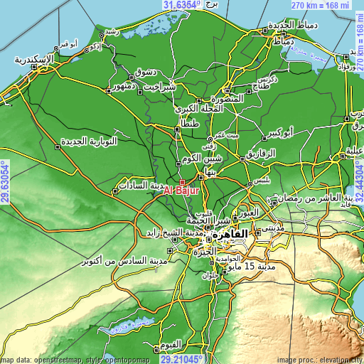 Topographic map of Al Bājūr