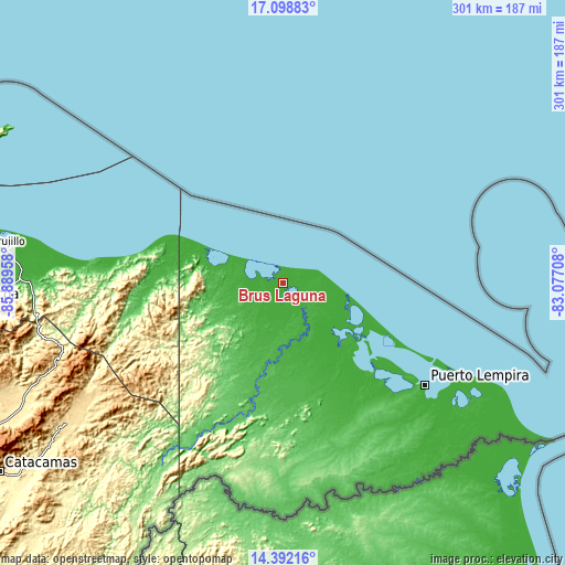 Topographic map of Brus Laguna