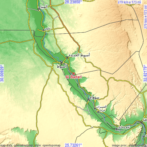 Topographic map of Al Badārī