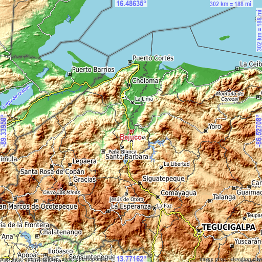 Topographic map of Bejuco