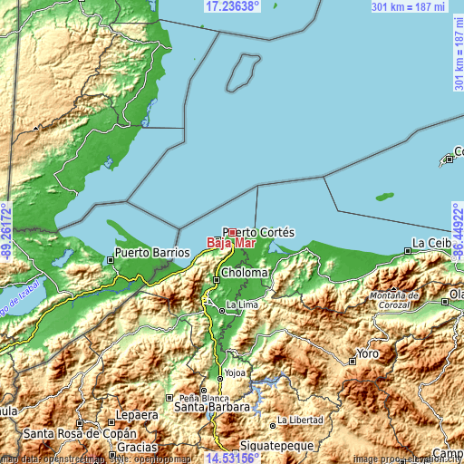 Topographic map of Baja Mar