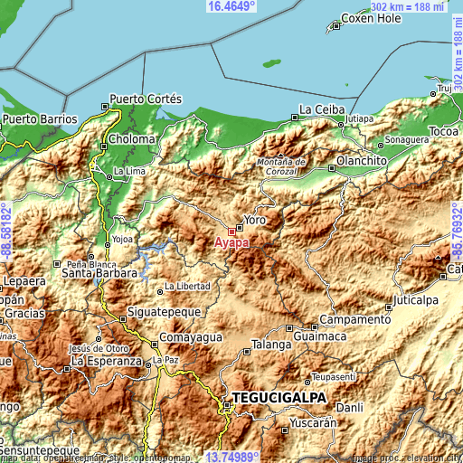 Topographic map of Ayapa
