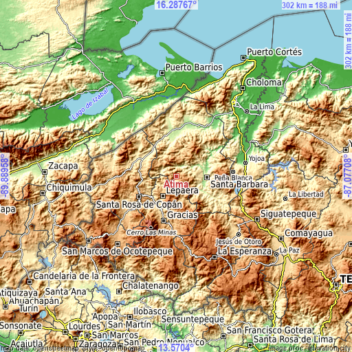 Topographic map of Atima