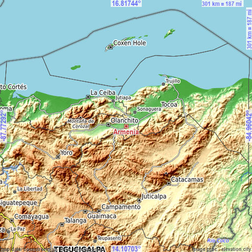Topographic map of Armenia