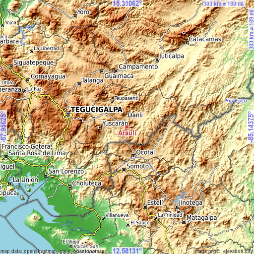 Topographic map of Araulí