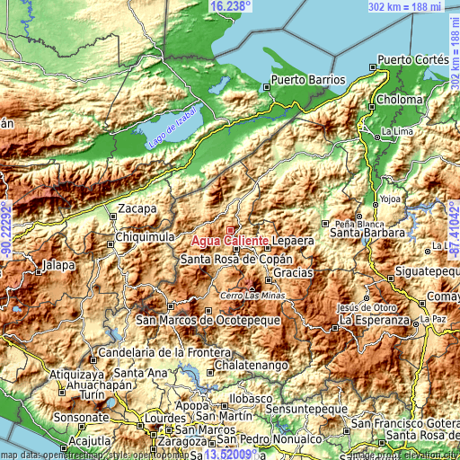 Topographic map of Agua Caliente