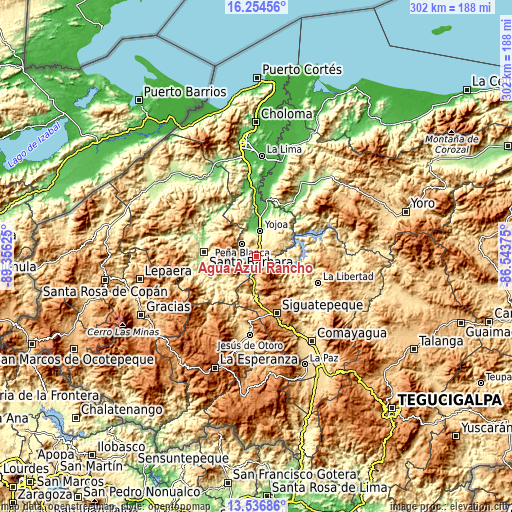 Topographic map of Agua Azul Rancho