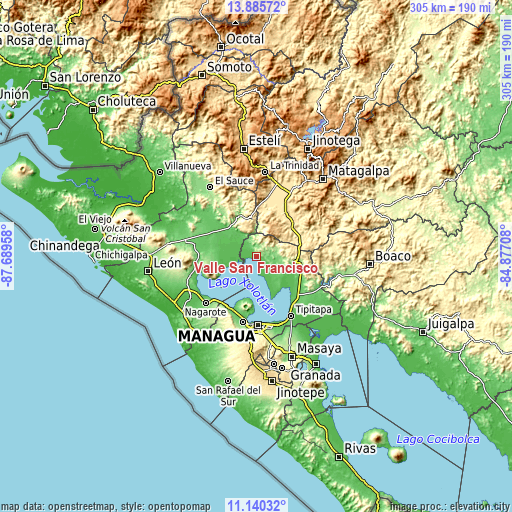 Topographic map of Valle San Francisco