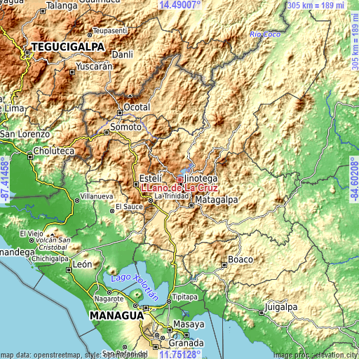 Topographic map of LLano de La Cruz