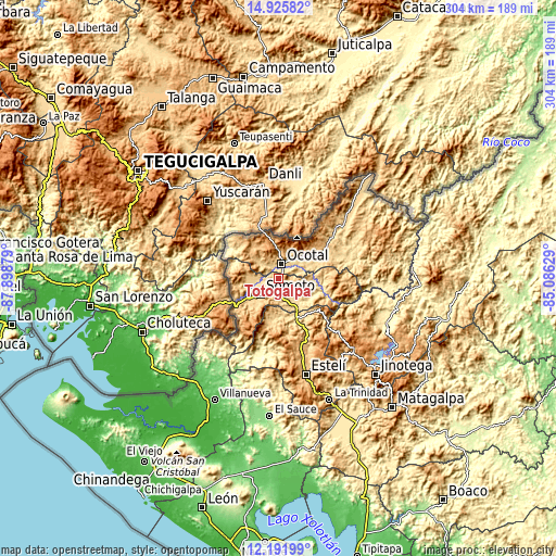 Topographic map of Totogalpa