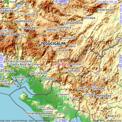 Topographic map of Santa María