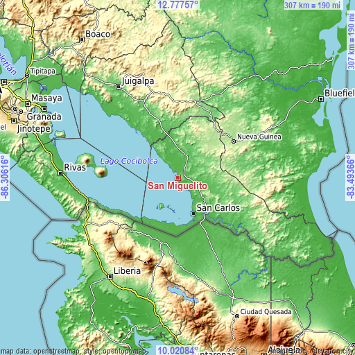 Topographic map of San Miguelito