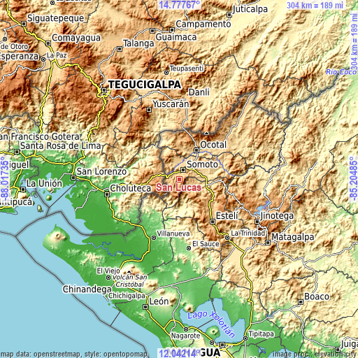 Topographic map of San Lucas