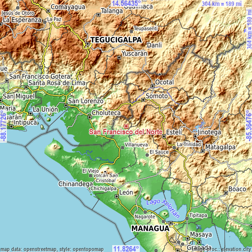 Topographic map of San Francisco del Norte
