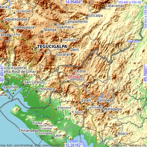 Topographic map of Ocotal