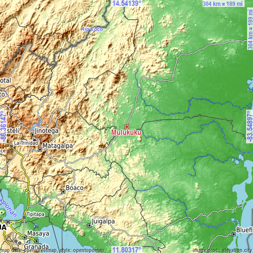 Topographic map of Mulukukú