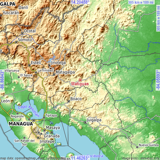 Topographic map of Matiguás
