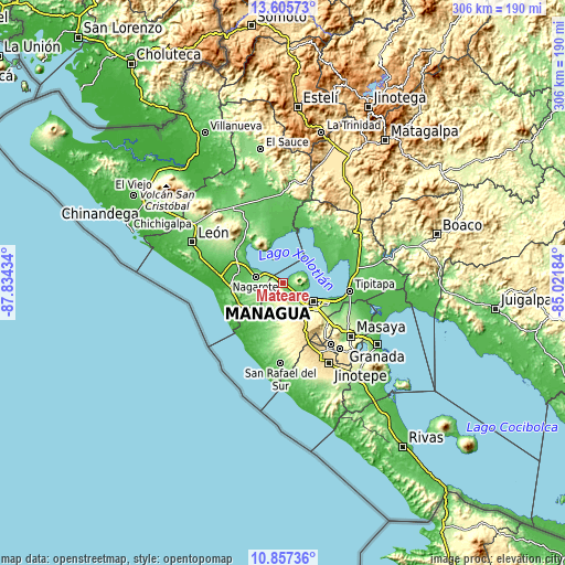 Topographic map of Mateare