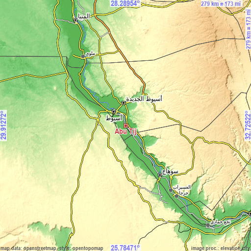 Topographic map of Abū Tīj