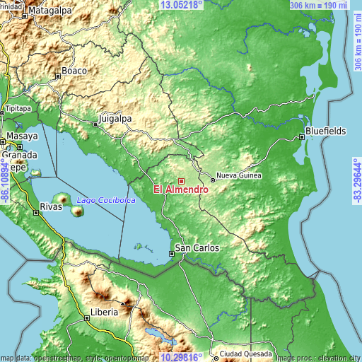 Topographic map of El Almendro