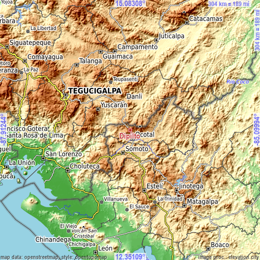 Topographic map of Dipilto