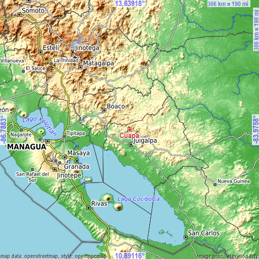 Topographic map of Cuapa