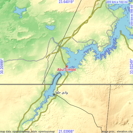 Topographic map of Abu Simbel