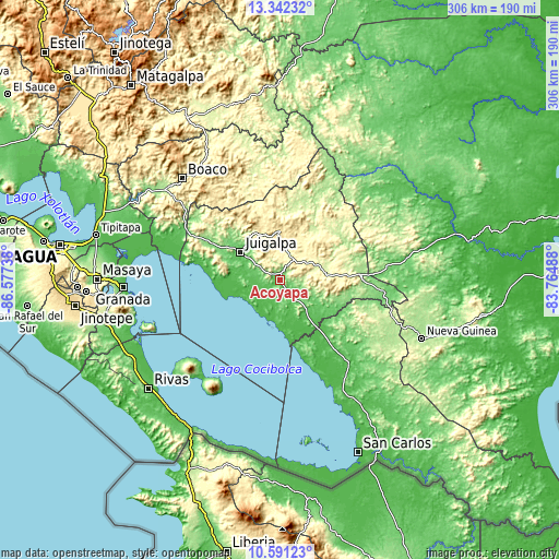 Topographic map of Acoyapa
