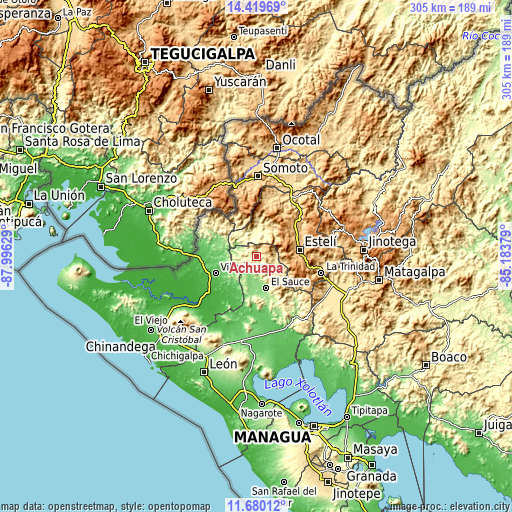 Topographic map of Achuapa