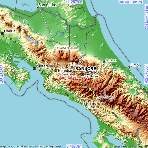 Topographic map of San Rafael Arriba