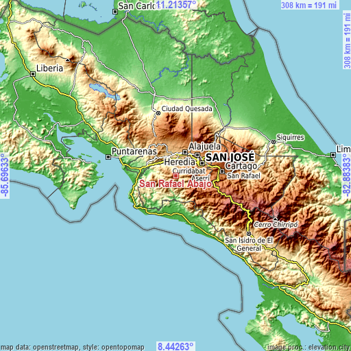 Topographic map of San Rafael Abajo