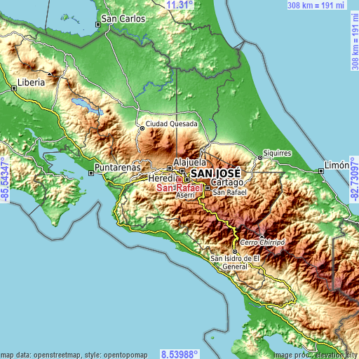 Topographic map of San Rafael