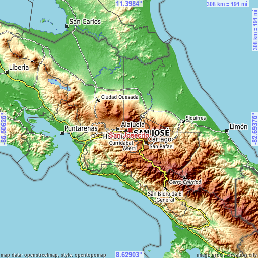 Topographic map of San Josecito
