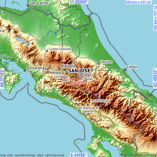 Topographic map of Paraíso