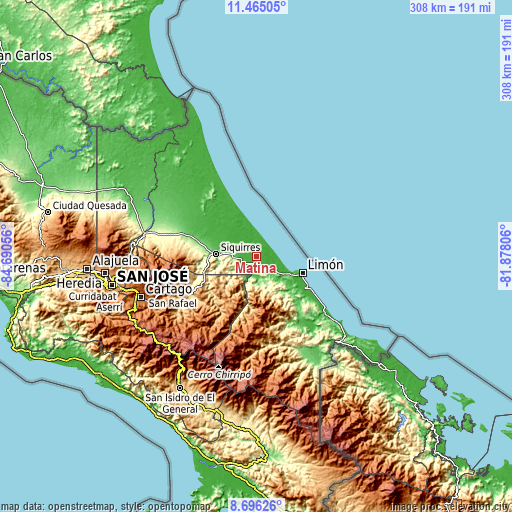 Topographic map of Matina