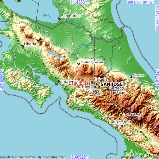 Topographic map of Esquipulas
