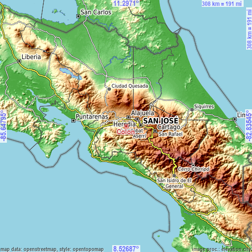 Topographic map of Colón