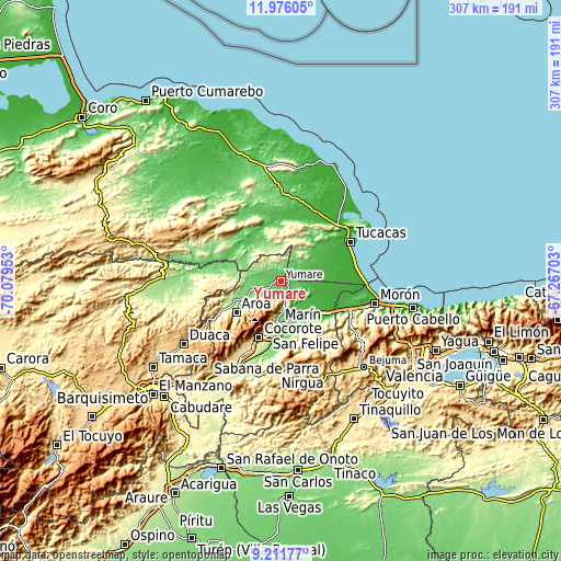 Topographic map of Yumare