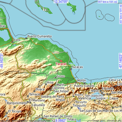 Topographic map of Yaracal