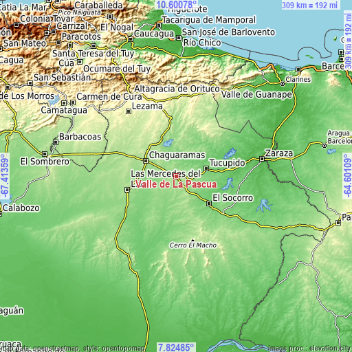 Topographic map of Valle de La Pascua