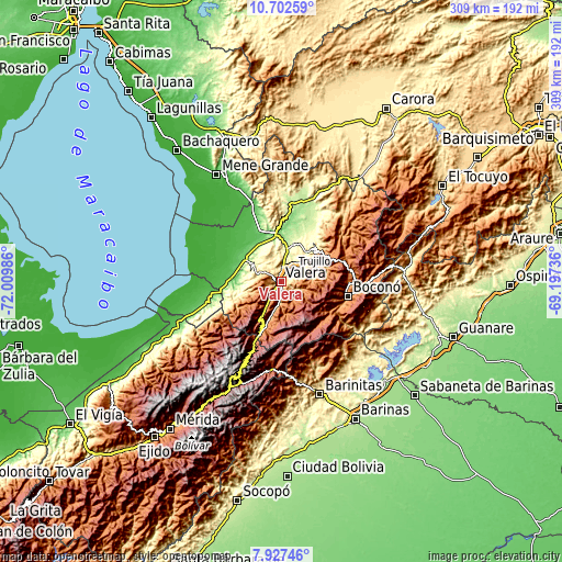 Topographic map of Valera