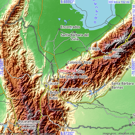 Topographic map of Umuquena