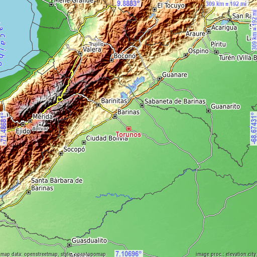 Topographic map of Torunos