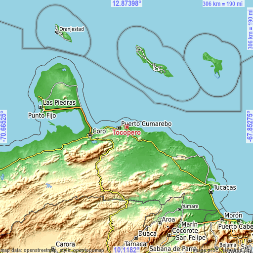 Topographic map of Tocópero