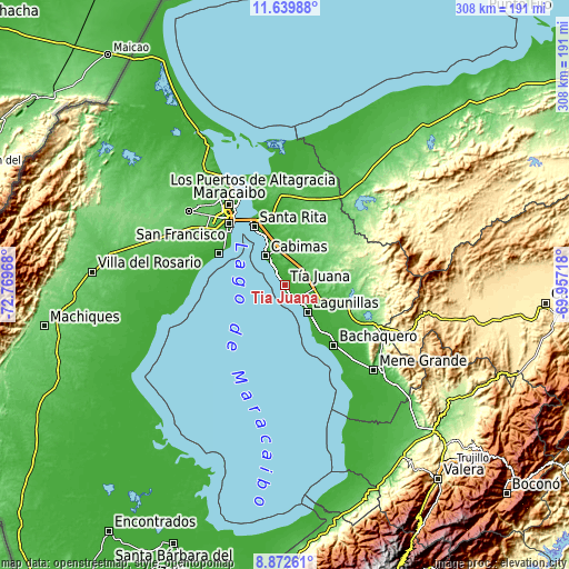 Topographic map of Tía Juana