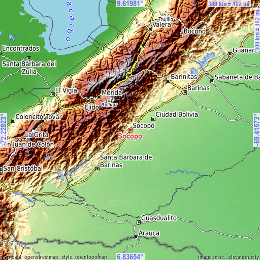Topographic map of Socopó