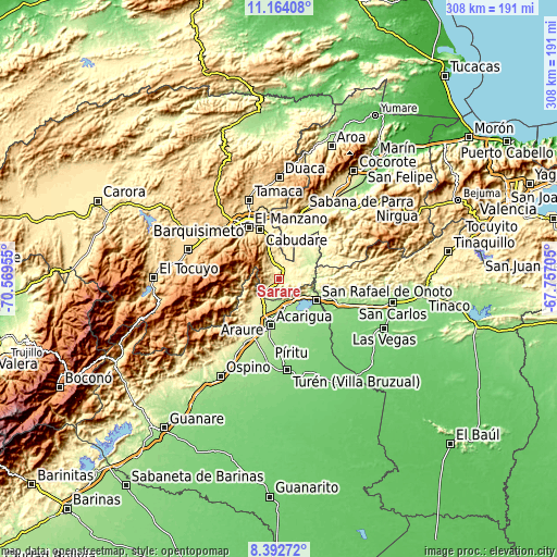 Topographic map of Sarare