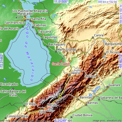 Topographic map of Santa Isabel