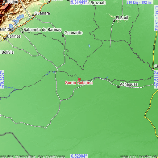 Topographic map of Santa Catalina