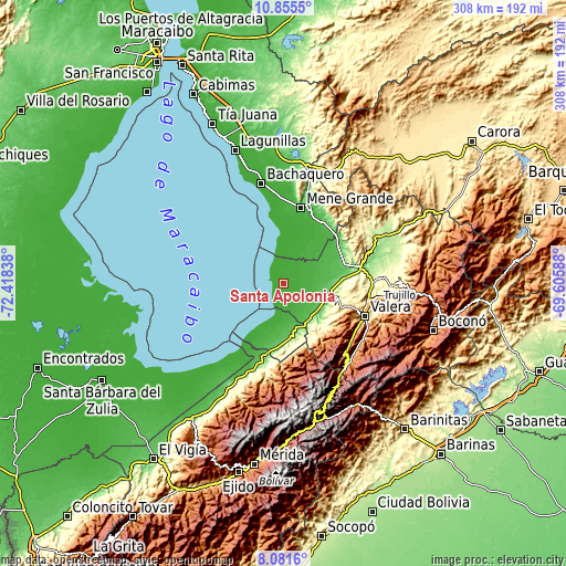 Topographic map of Santa Apolonia